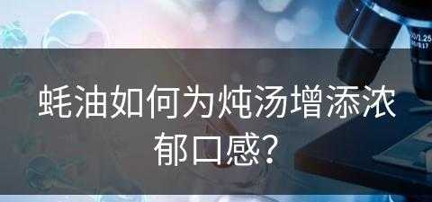 蚝油如何为炖汤增添浓郁口感？